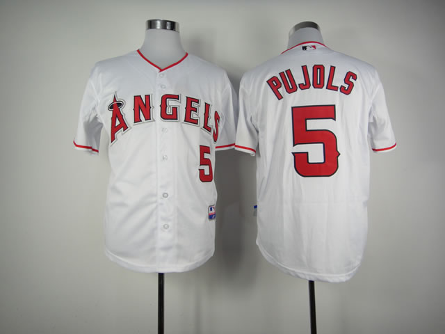 Men Los Angeles Angels 5 Pujols White MLB Jerseys
